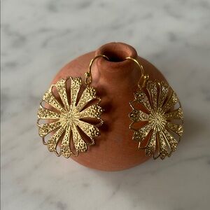 Brass stamp statement earrings